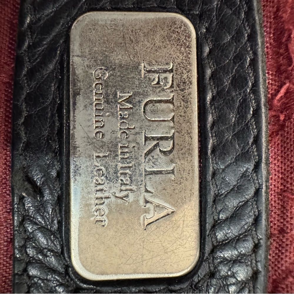 Vintage FURLA Black Studded Leather Hobo Shoulder Bag – Made in Italy - Picture 11 of 16
